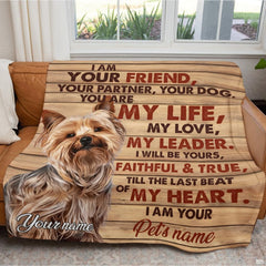 Full flat overhead view showing the complete rustic timber and Yorkshire Terrier design.