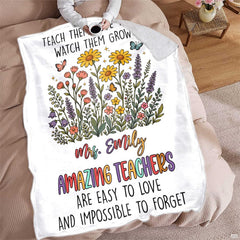 Bedroom styled with teacher appreciation wildflower throw blanket displayed across rustic bedding
