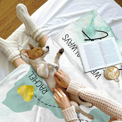 Folded presentation showing delicate rose pink corner palette option.