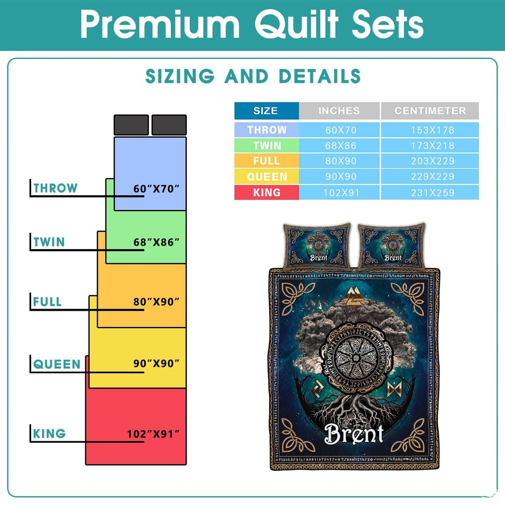 Personalized Viking Celtic Tree of Life Quilt Quilt Set - Viking Style