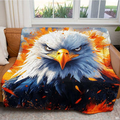 Overhead perspective of fierce bald eagle bedding set illustrating bold wildlife graphics and contrast.
