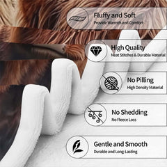 Overview of countryside Scottish meadow cattle design on decorative bedroom bedding.