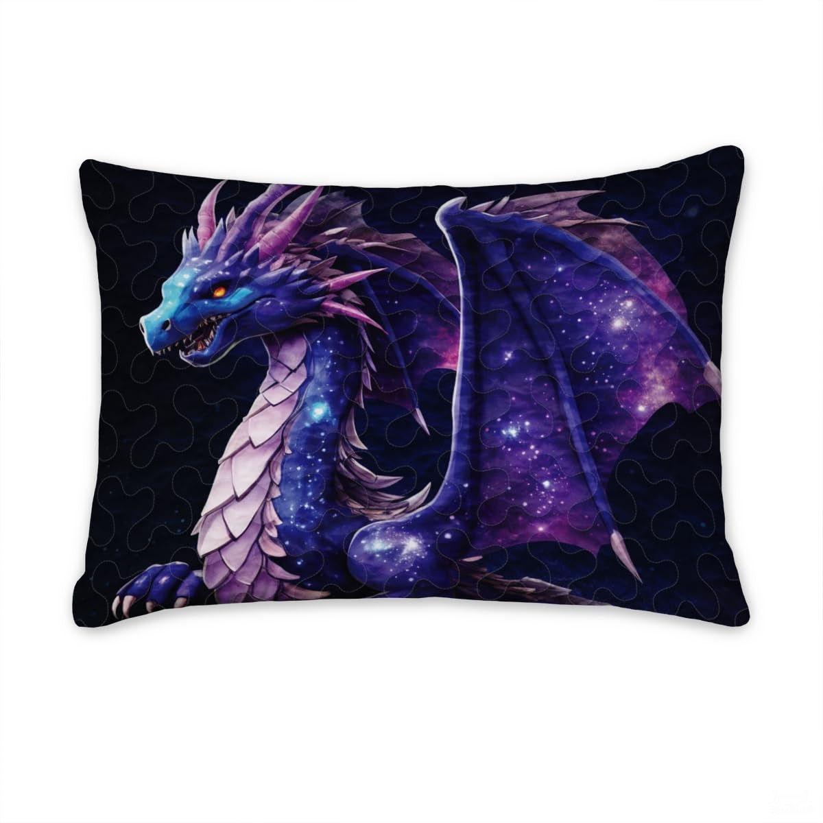Fantasy Winged Dragon Comforter Set with Starry Nebula Pattern And Bedroom Setting