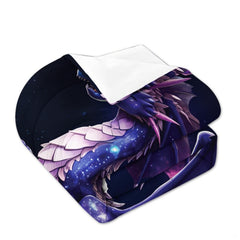 Bedroom styling of purple dragon bedding set displayed neatly on a mattress with coordinating modern decor.