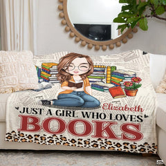 Personalized Girl Glasses Reading on Newspaper Pattern Throw Blanket