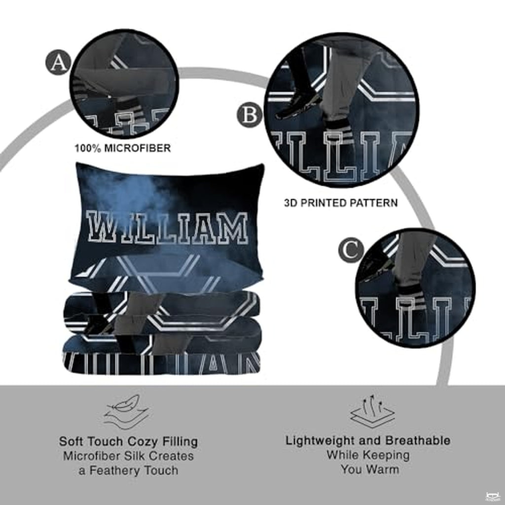 Personalized Dark Baseball Player Bedding Set Full Twin Queen King, Boys Twin Bedding Sports Baseball Players Bedspread Microfiber Ultra Soft Lightweight