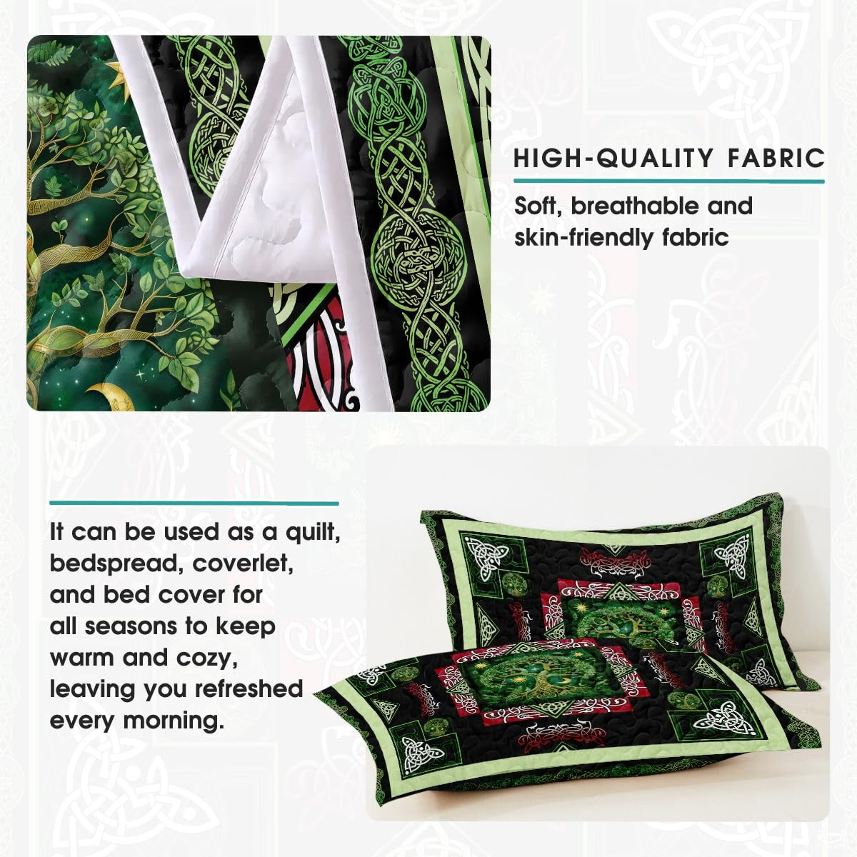 Personalized Celtic Yggdrasil Tree of Life Quilt Sets, Bedroom Decor