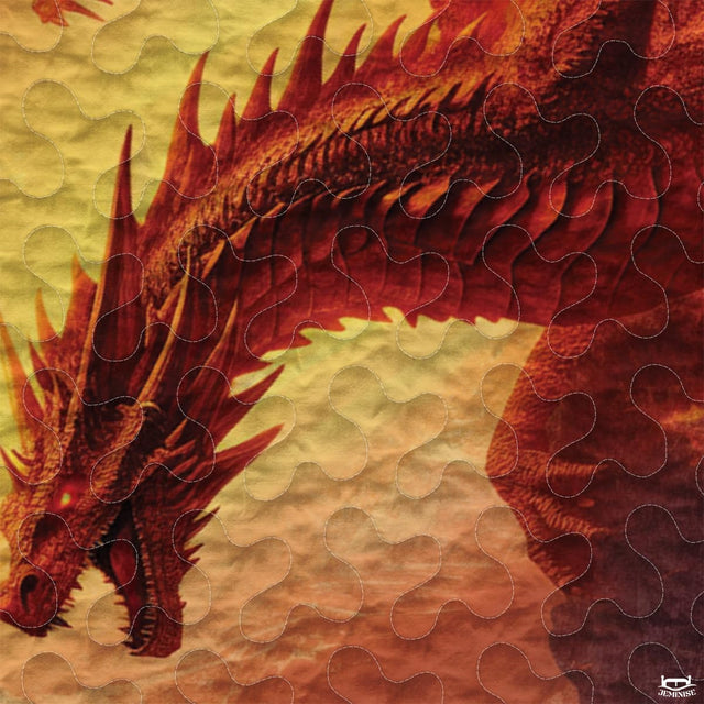 Fantasy Winged Dragon Comforter Set with Volcanic Eruption And Bedroom