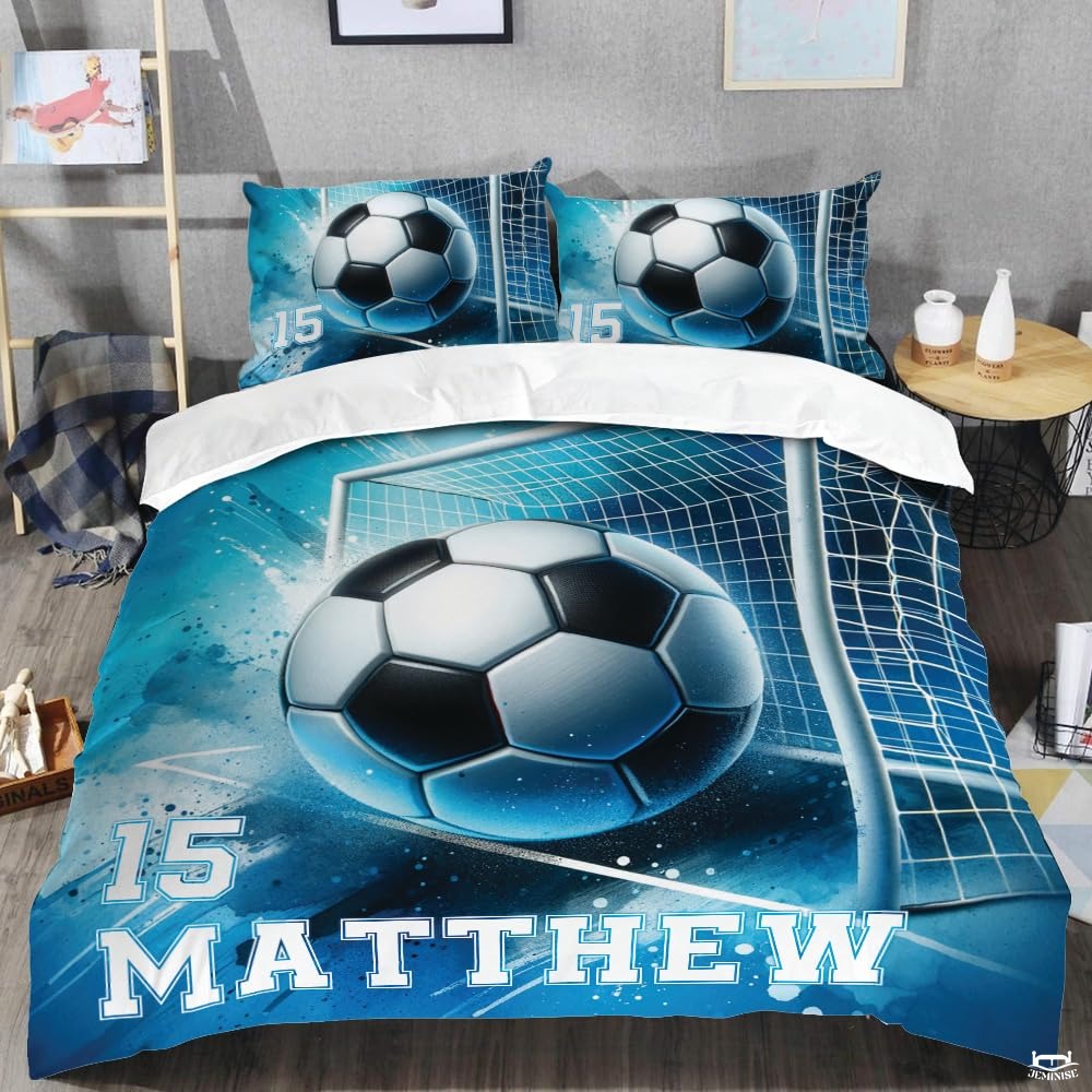 Custom Soccer Ball Goal Net Comforter Set, Machine Washabl - Design 13