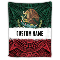 Backside view of Mexican flag throw blanket showing neat edge finish and borders