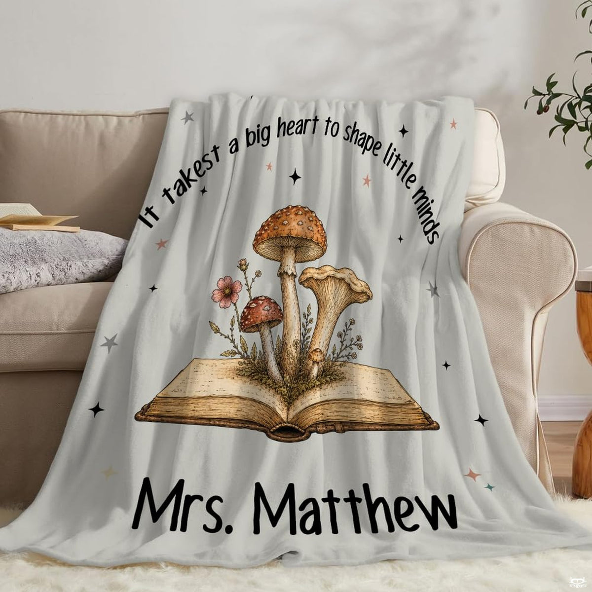 Stylized cottagecore bedroom corner featuring nostalgic vintage botanical bedding and thematic accent lighting.