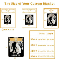 Collage showing versatile decorative uses for the full moon Bigfoot blanket across living spaces.