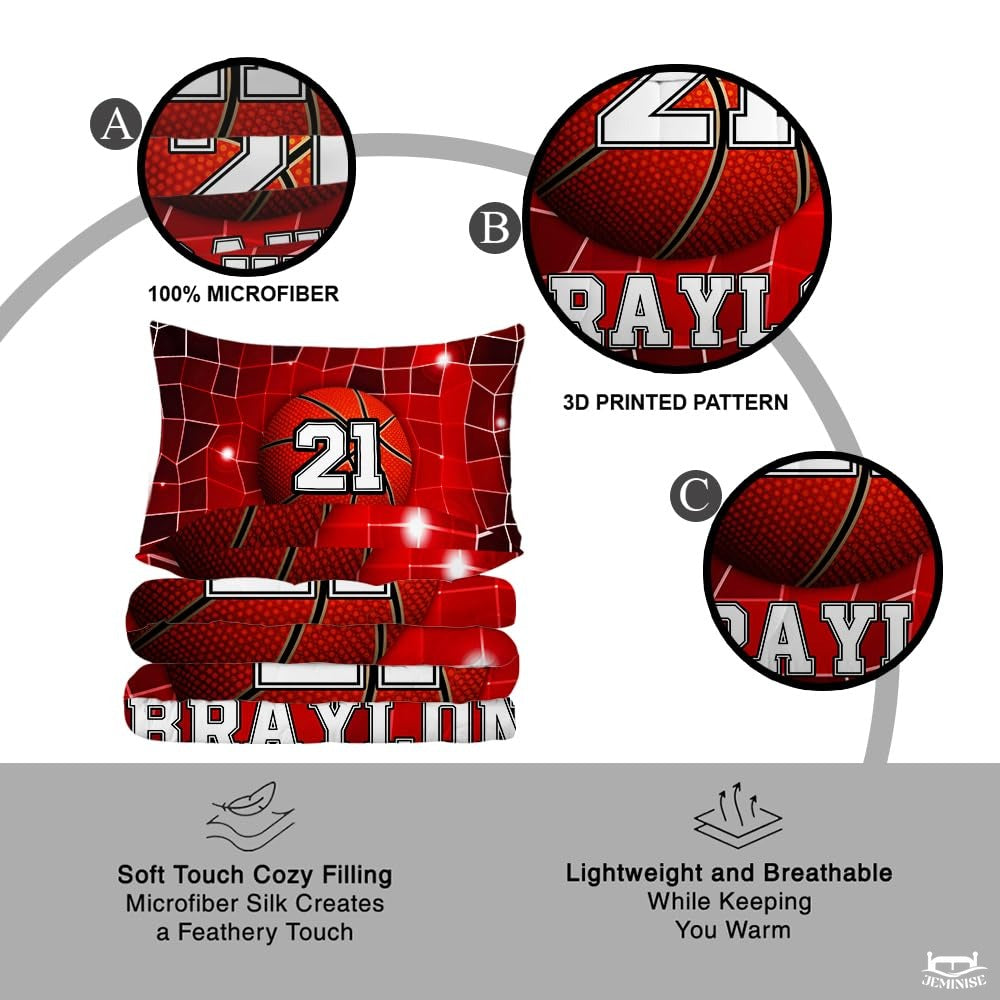 Personalized Basketball on Net Background Comforter with Name and Number
