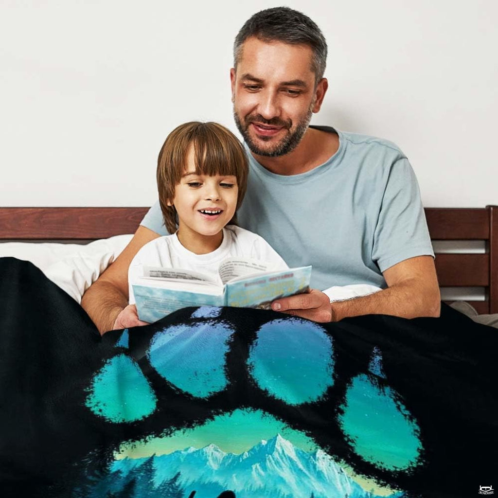 Bear paw print framing Bigfoot and alpine mountains with distressed humor typography, view 3.