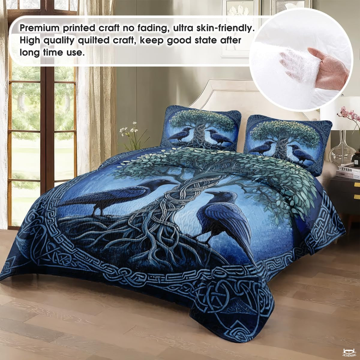 Personalized Yggdrasil Tree of Life with Ravens Quilt Sets