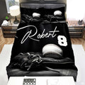 Personalized Baseball Bedding Full Size Flag Custom Name Duvet Cover Set Sport Decor Sports Comforter Bed Set (Baseball Black 2)