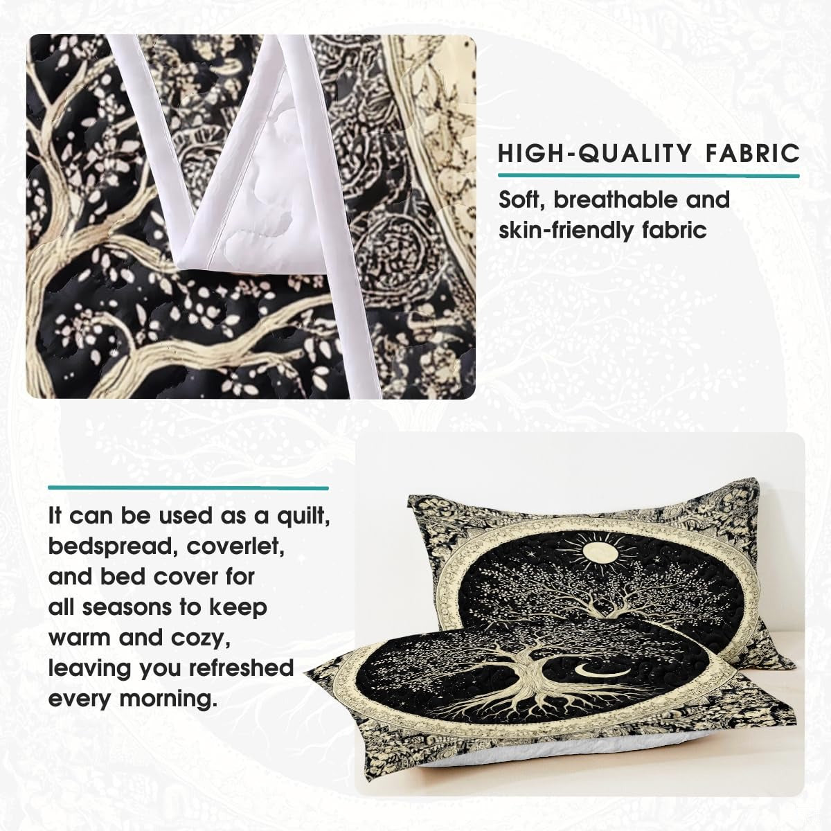Personalized Vintage Yggdrasil Tree of Life Quilt Sets