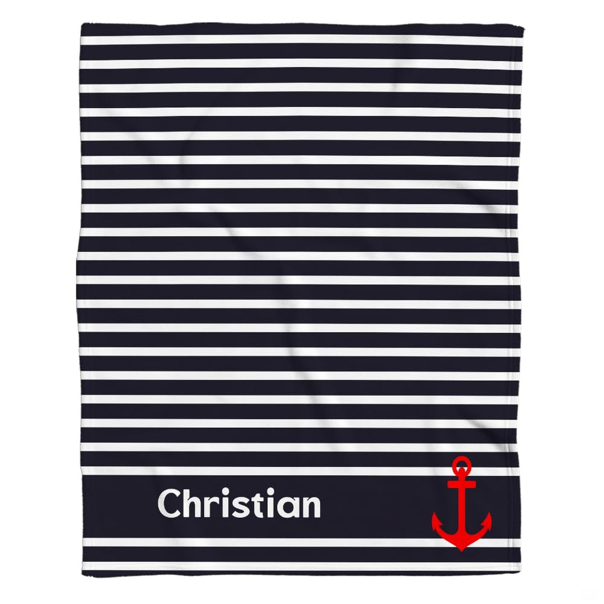 Classic bed cover set design presenting nautical sailor stripes and red maritime anchor detail.