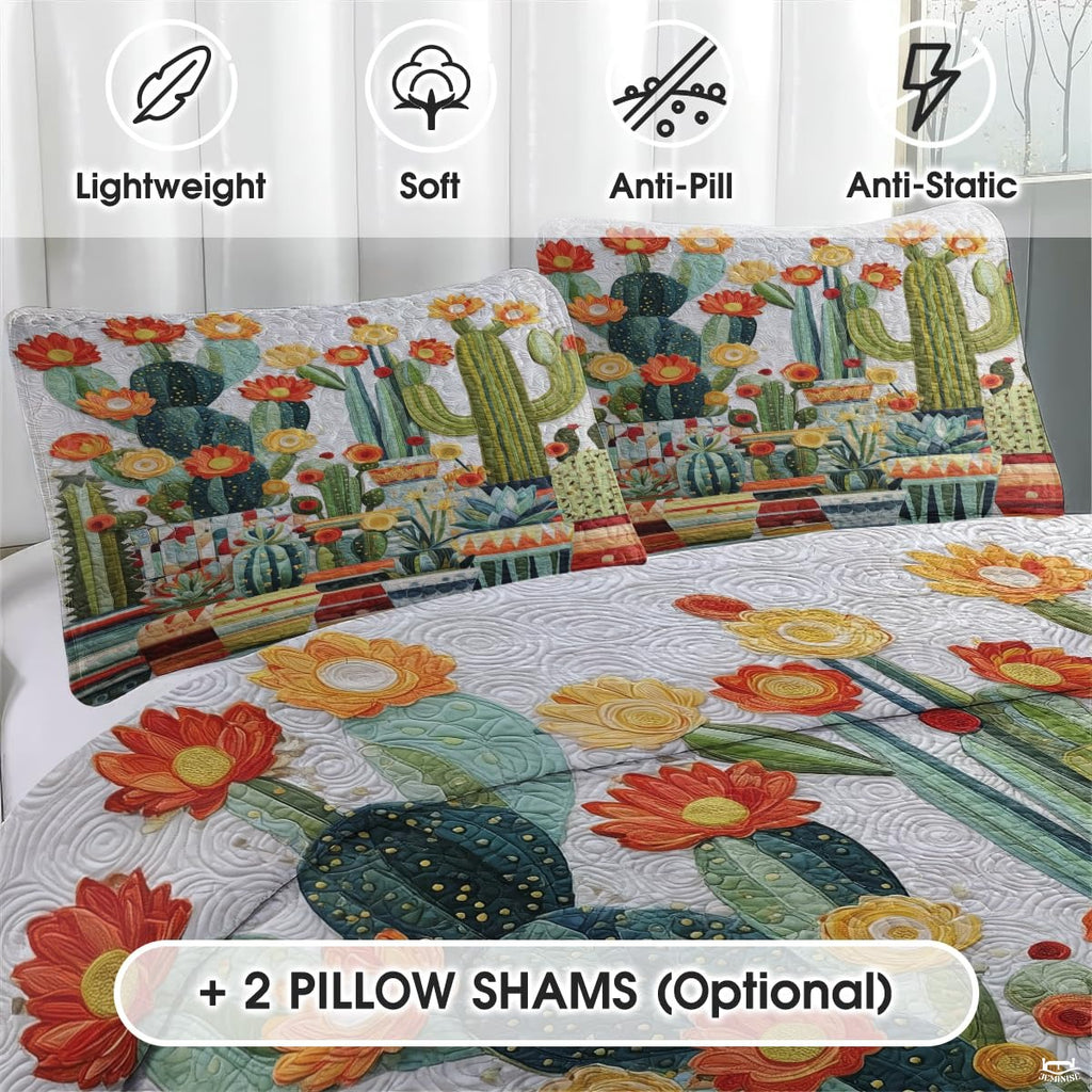 Personalized Flowering Cactus & Succulent Garden Quilt Set
