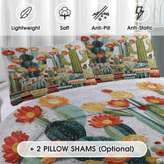 Personalized Flowering Cactus & Succulent Garden Quilt Set
