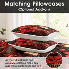 Personalized Witch Quilt Set, Autumn Forest Bedding with Beautiful Witch Design, Lightweight Bedspread for Halloween & Fall Bedroom Decor (#02)