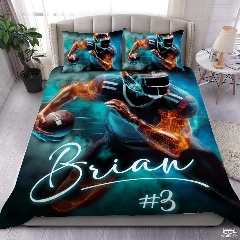 Custom Football Player Running Sideways Comforter