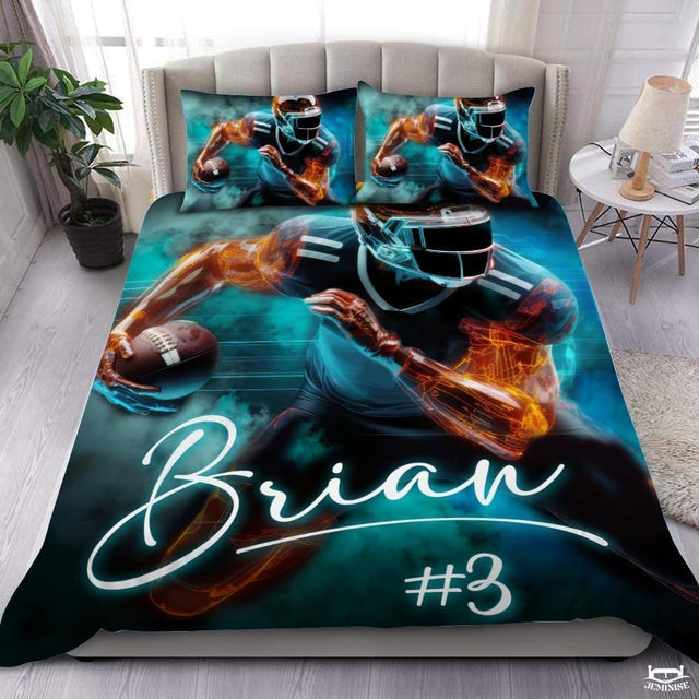 Custom Football Player Running Sideways Comforter