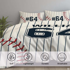 Personalized Love Baseball Art Bedding Set, Baseball Comforter Twin Full Queen King Bedding Set Microfiber Ultra-Soft Lightweight