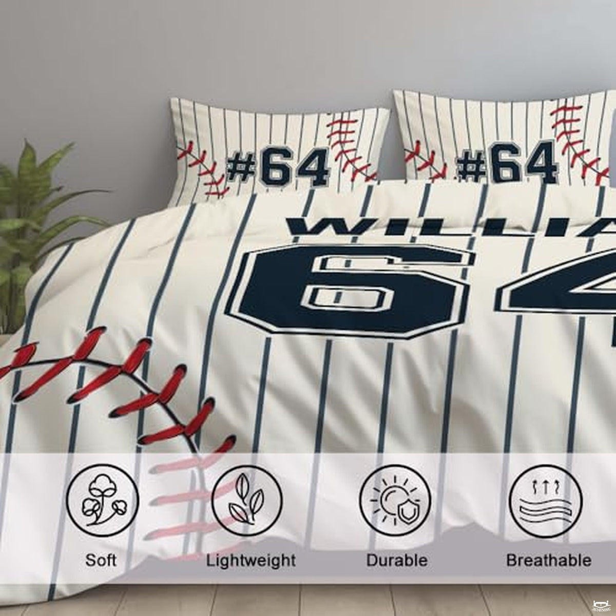 Personalized Love Baseball Art Bedding Set, Baseball Comforter Twin Full Queen King Bedding Set Microfiber Ultra-Soft Lightweight
