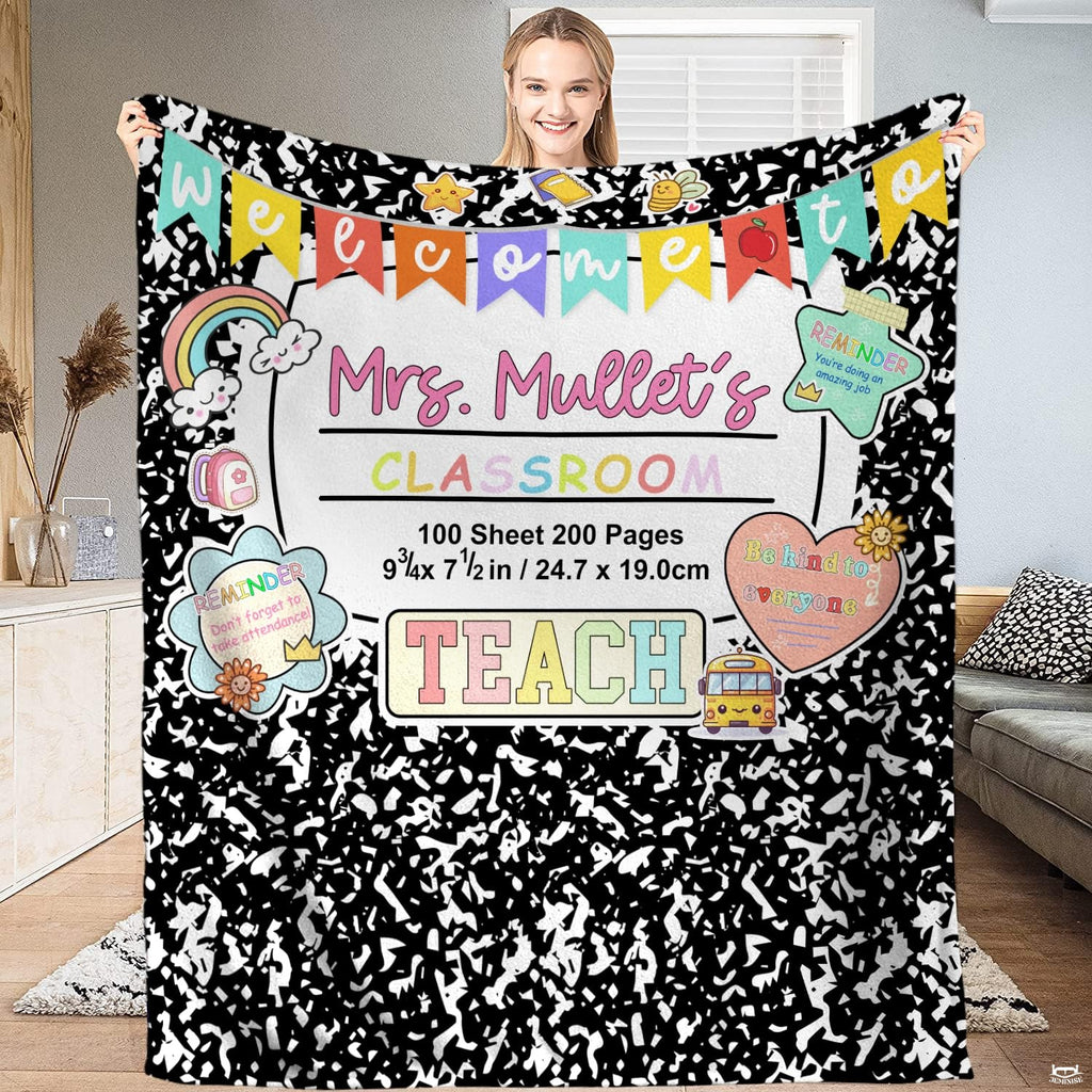 Teacher classroom composition notebook blanket front display