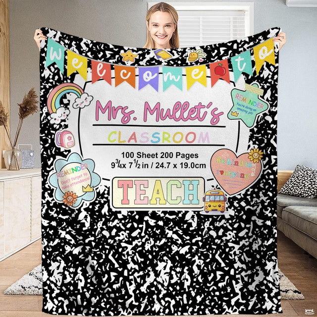 Teacher classroom composition notebook blanket front display