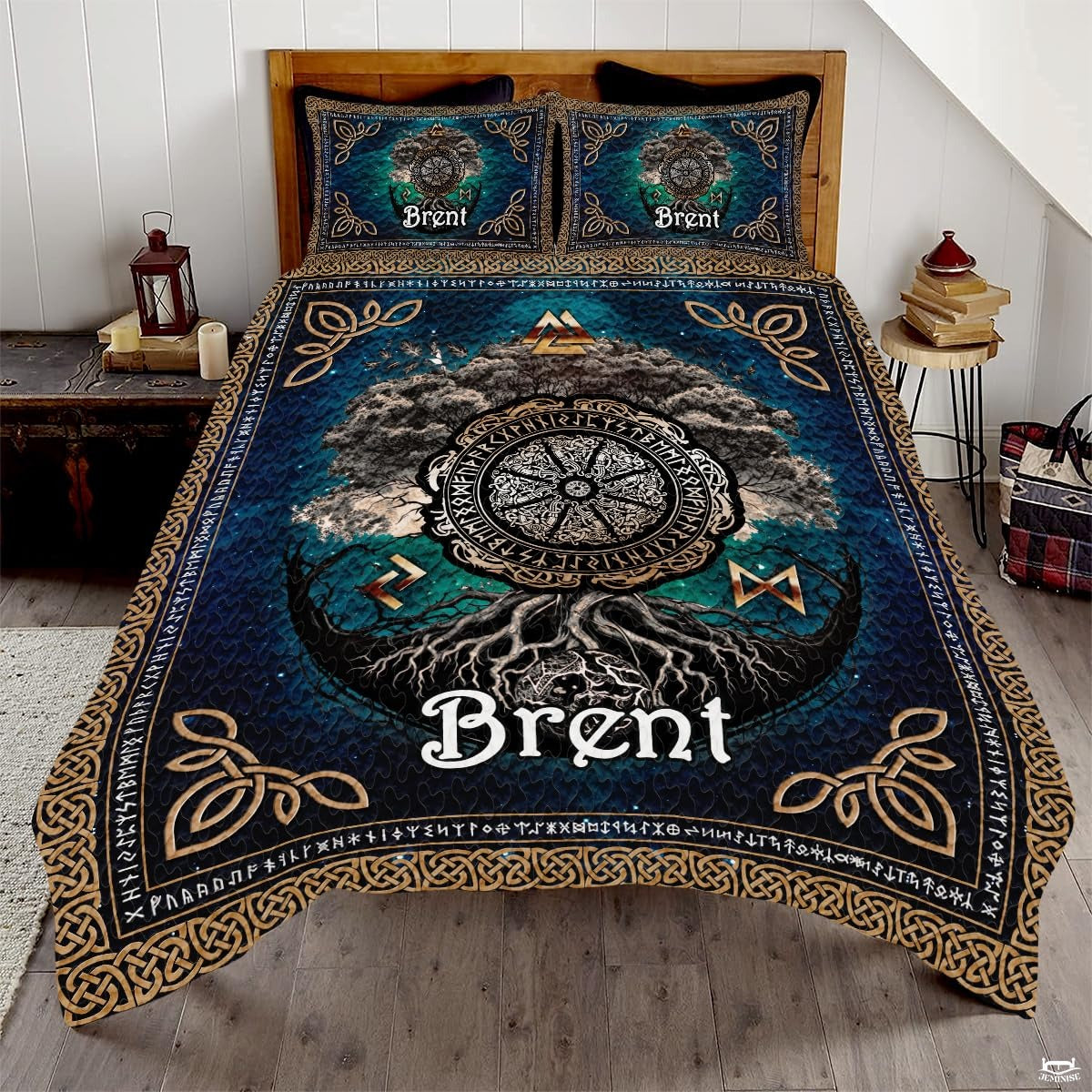 Personalized Viking Celtic Tree of Life Quilt Quilt Set - Viking Style