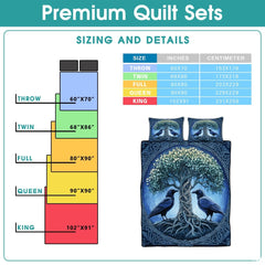Personalized Yggdrasil Tree of Life with Ravens Quilt Sets