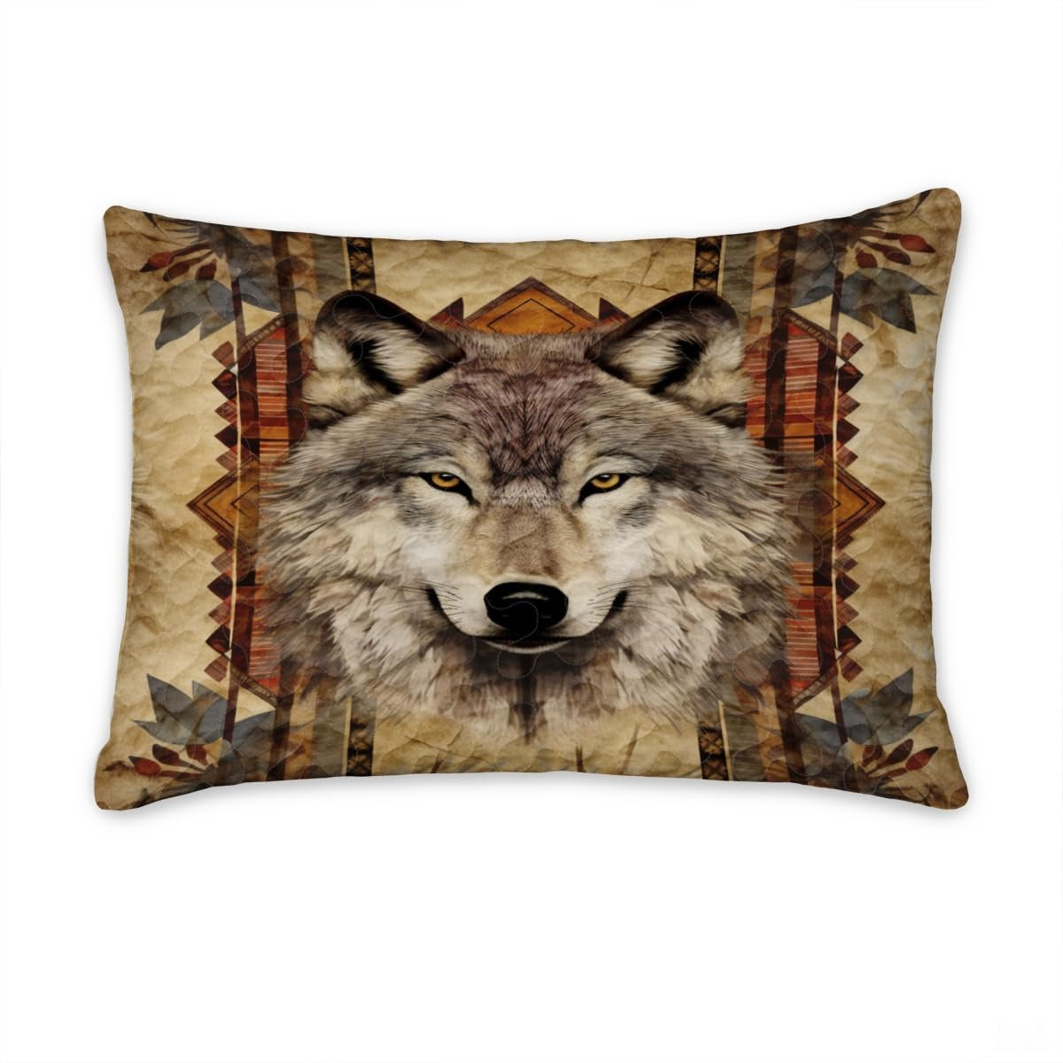 Personalized Southwestern Wolf Head with Geometric Patterns Comforter