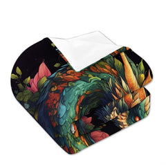 Bedroom styling of copper bronze dragon bedding set displayed neatly on a mattress with neutral decor.