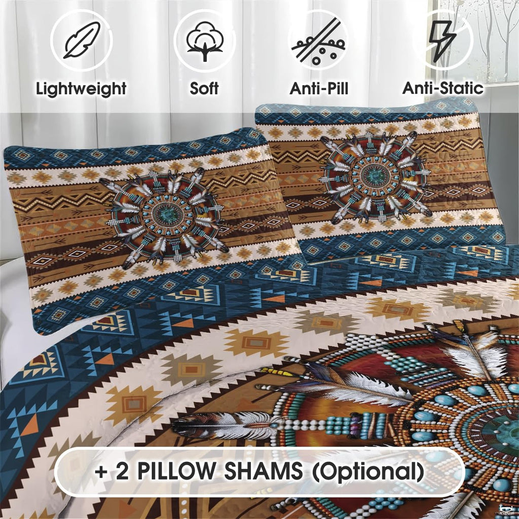Matching pillowcase detail for southwestern bedding set showing coordinating Aztec pattern print