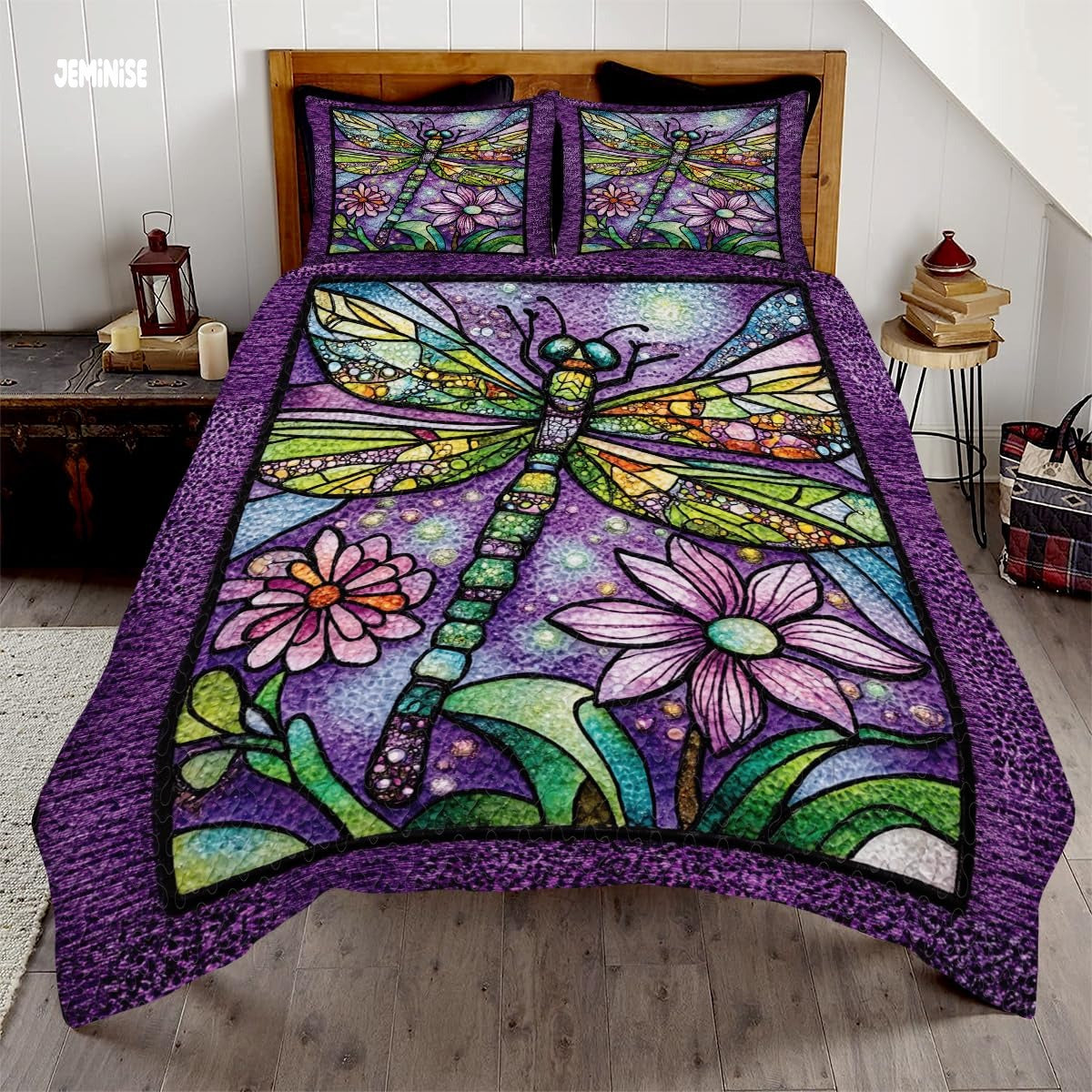 Jeminise Cat Farmhouse Quilt Set, Cozy Animal Bedding