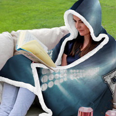 Overhead presentation of fastpitch softball hitter sports blanket
