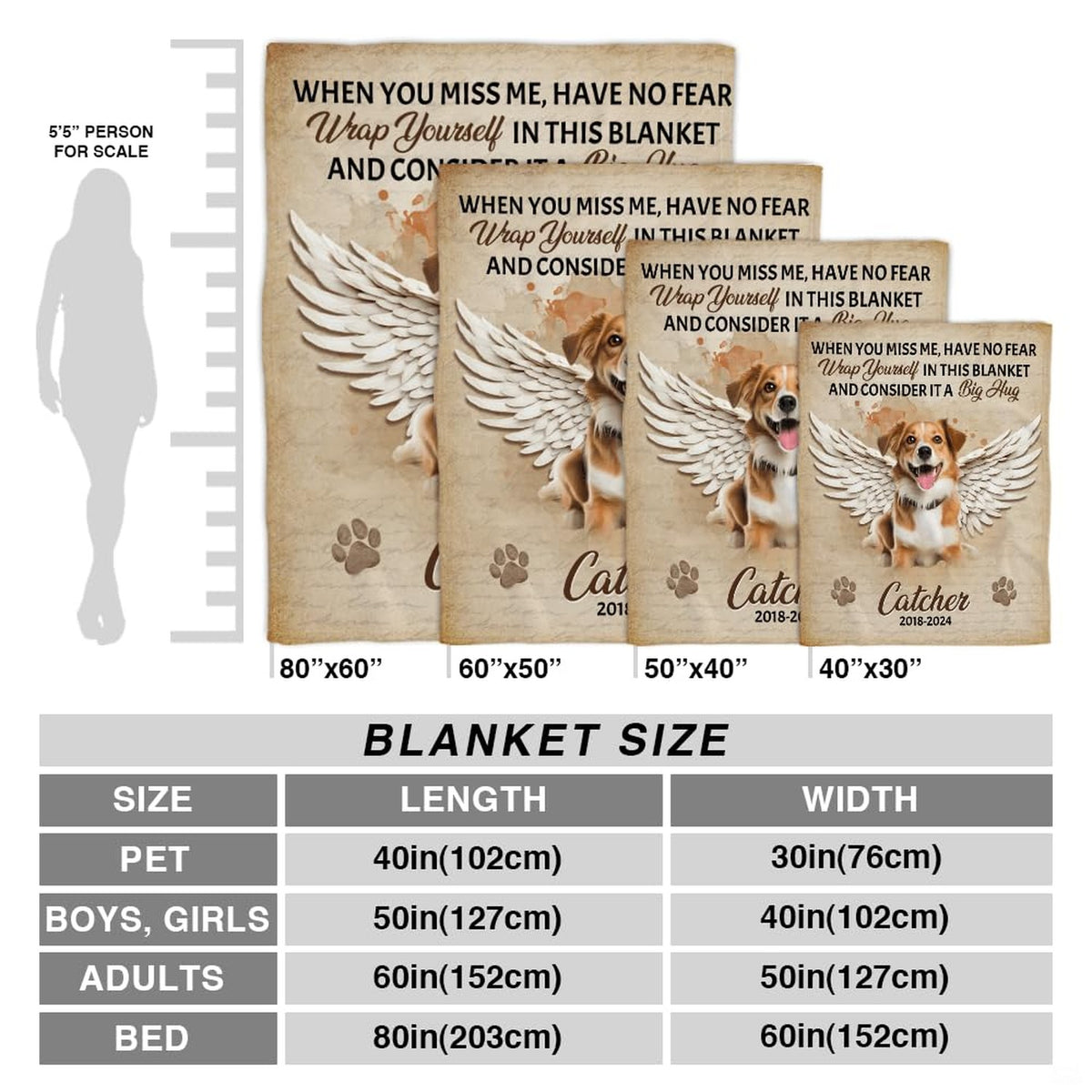 Pet angel wings memorial throw blanket draped across a living room sofa