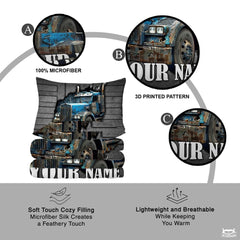 Custom Trucking Semi Truck Breaking Through Stone Wall Vintage Comforter