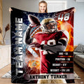 Quarterback passing motion fire and ice throw blanket displaying an athlete cocking the ball between fire and ice