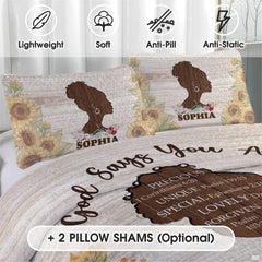 Artistic woman bed set design showcasing natural hair silhouette with blooming sunflowers