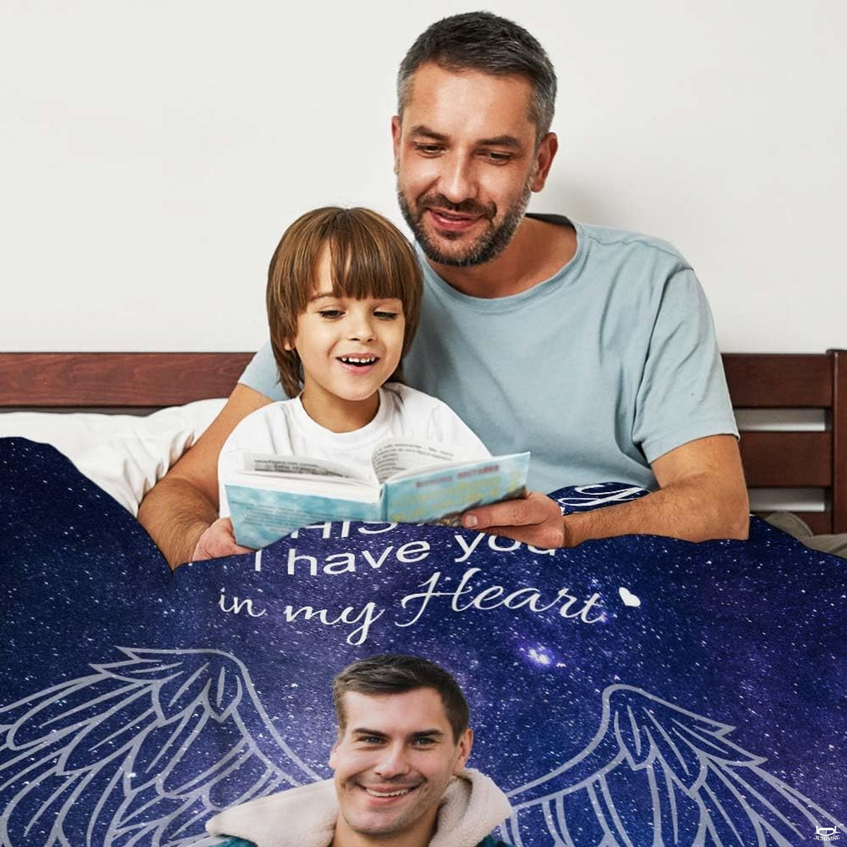 Detailed view of white line art angel wings over deep violet starry night sky galaxy artwork.