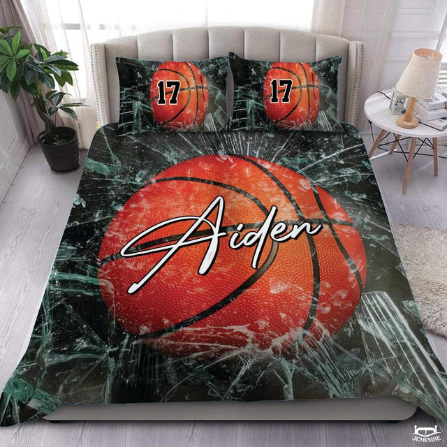 Personalized Basketball Shattered Glass Comforter with Name and Number