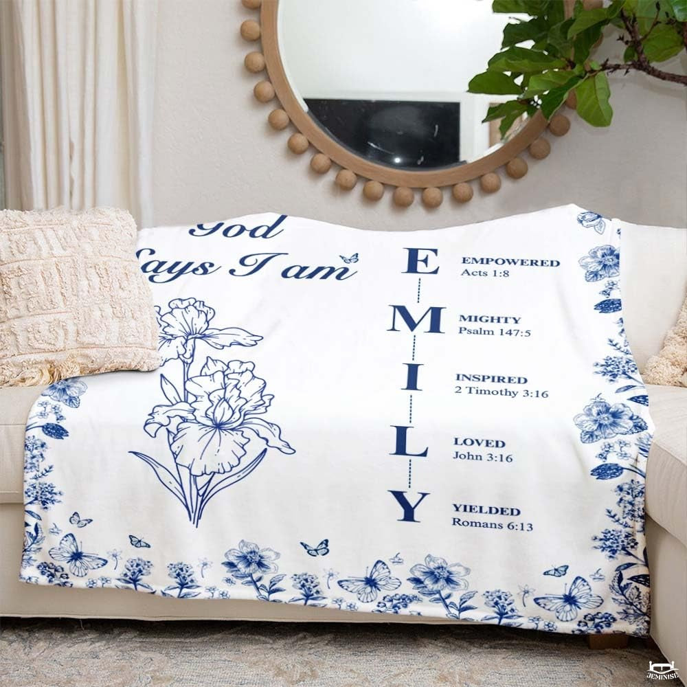 Custom Emily God Says I Am Blanket, Machine Washable