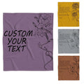 Botanical morning glory floral line art and poetic letter typography on rich mauve throw blanket