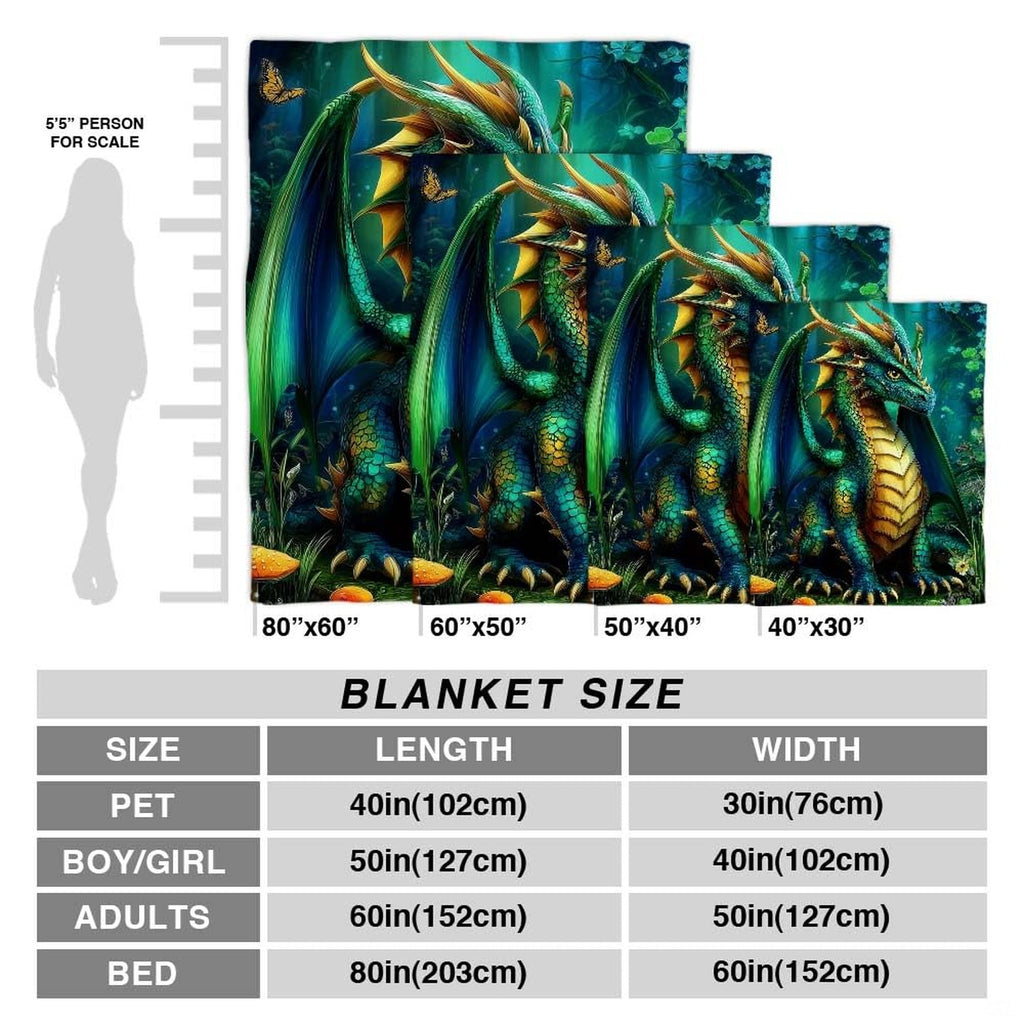 Fantasy green dragon bedding arranged neatly in a modern bedroom setting with deep forest decor.