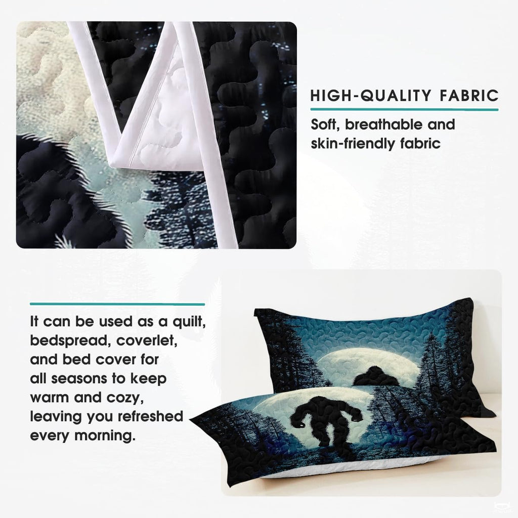 Personalized Bigfoot Full Moon Forest Quilt Set, Machine W - Design 12