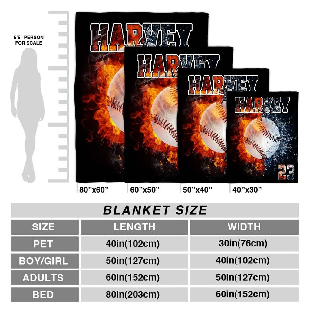 Neatly folded sports throw showcasing fiery orange flame details and blue water splash effects.