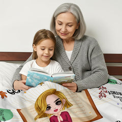 God says I am Christmas scripture faith holiday blanket showing praying girl and snowmen view 6
